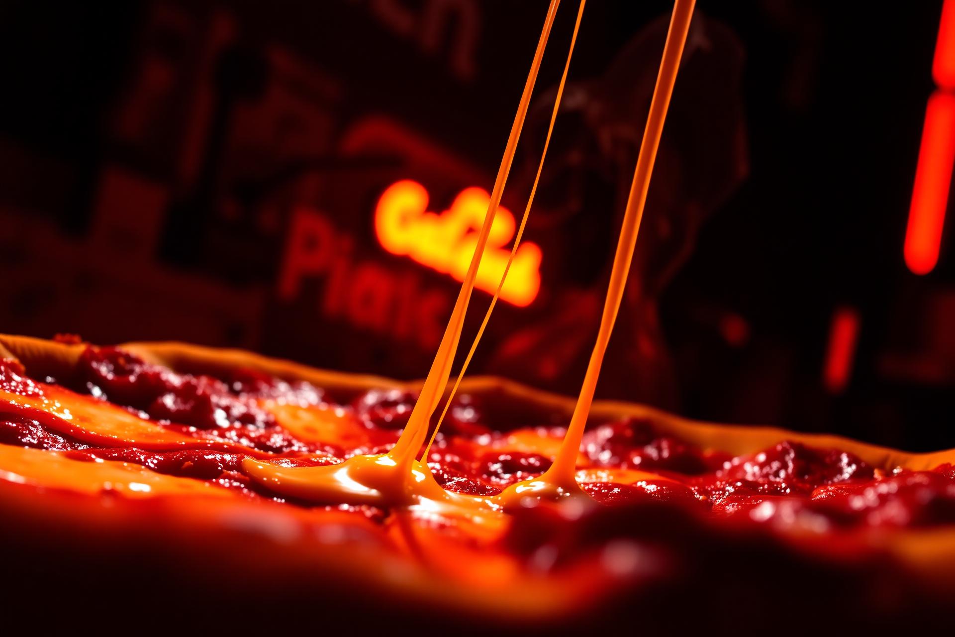 Hot pepperoni pizza with melting cheese